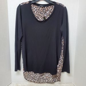 Joia NYC Black Animal Print Shirt Top Sz M Made in USA New Cheetah Leopard